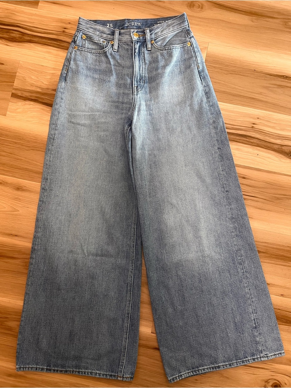 J Crew High-Rise Superwide-Leg Jeans Womens 25 Elliot Wash Wide Leg Boho Hippie